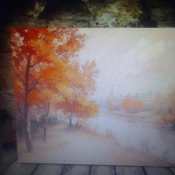 Wooden framed canvas oil painting: Autumn, brand new